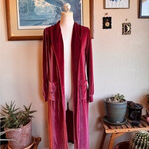 Velvet Long Pink Cardigan